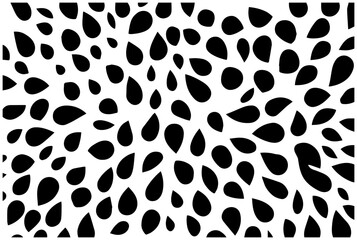 Obraz premium Abstract pattern of scattered black teardrop shapes and circles on a white background dynamic fluid movement organic texture modern graphic design element vector illustration