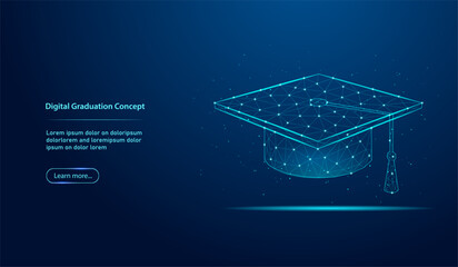 Futuristic Graduation Cap Low Poly Education Achievement Concept © UIA Design 