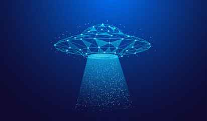 Futuristic UFO Spaceship Low Poly Alien Abduction Technology Concept © UIA Design 