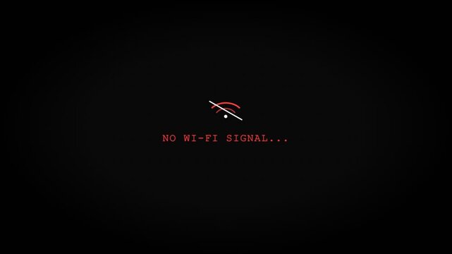 No Wifi Signal Alert Message Graphic on Solid Black Background