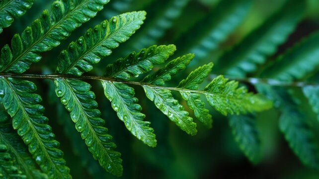 Closeup of fern leaves aligned, minimal natural background