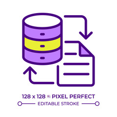 Data migration line color icon. Documentation backup. Database management, information processing. Digital integration. Isolated vector illustration. Flat colorful symbol design. Editable stroke © IMG visuals icons