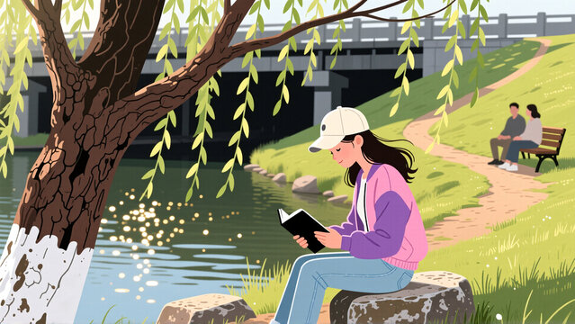 woman sitting on a bench in a park