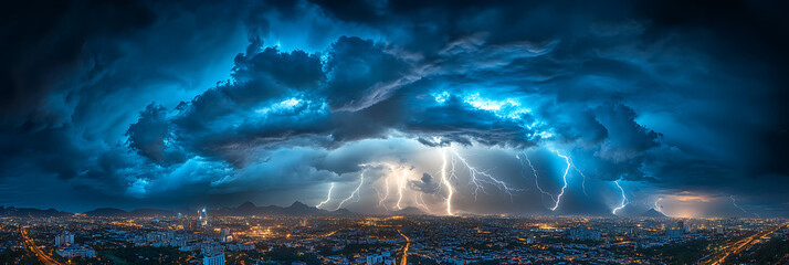 Naklejka premium thunder and lighting in cloud