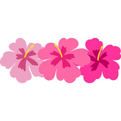 Obraz premium Pink Hibiscus Flower Row Border Tropical Bloom, Hawaiian Aloha Lei Garland Decoration, Floral Decoration Summer Design