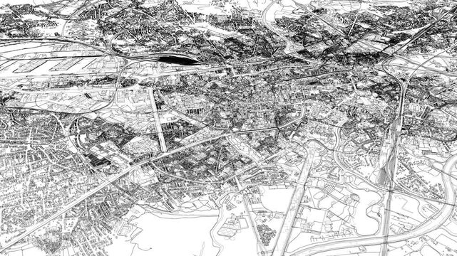 3D looped animation of city - Ghent Belgium