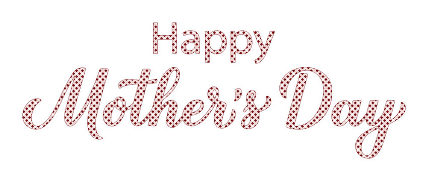 ハッピーマザーズデイ、母の日を祝うエレガントな手書き風レタリング、ピンクの繊細なパターンが施されたベクターデザイン、グリーティングカードやソーシャルメディア投稿に最適な祝賀メッセージ