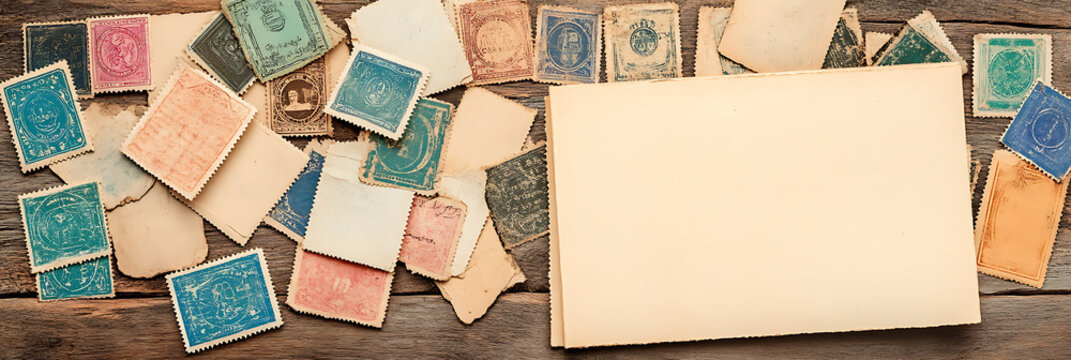 stack of old books on wooden table