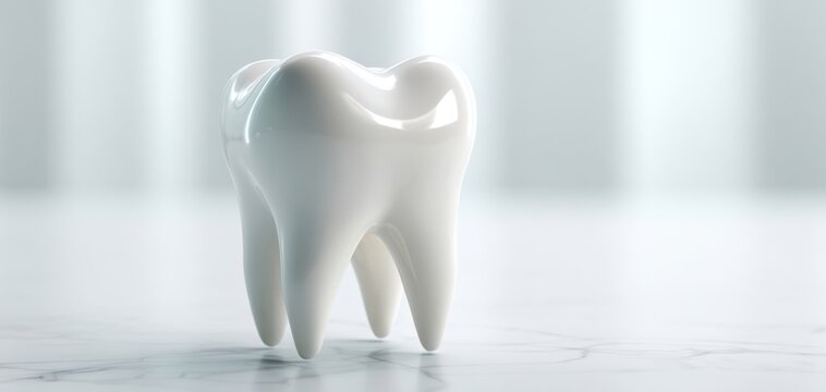 The Tooth Model on Marble Surface with Soft Light and Dental Concept