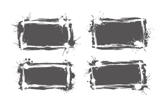 Black and white grunge paint splatter empty rectangular frames white