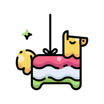 Mexican Pinata Horse Icon Fill Cut Vector Illustration