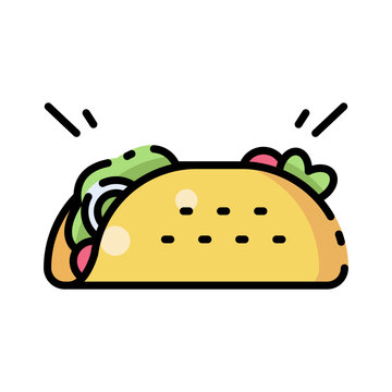 Mexican Taco Food Icon Fill Cut Vector Illustration