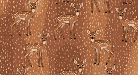 A gentle illustration of a young deer partially visible in a woodland setting. Perfect for children's books, nature-themed content, or conveying a sen © odg10
