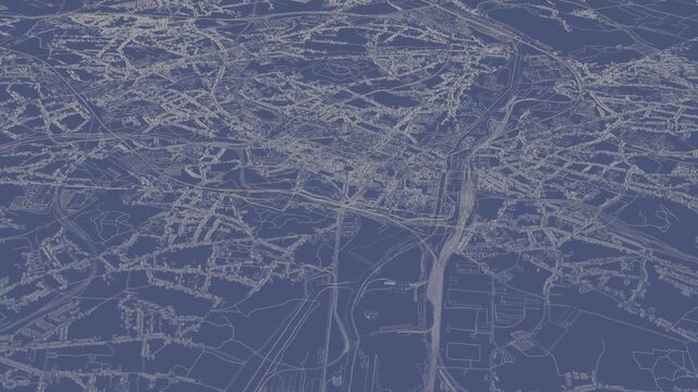 3D looped animation of city - Charleroi Belgium