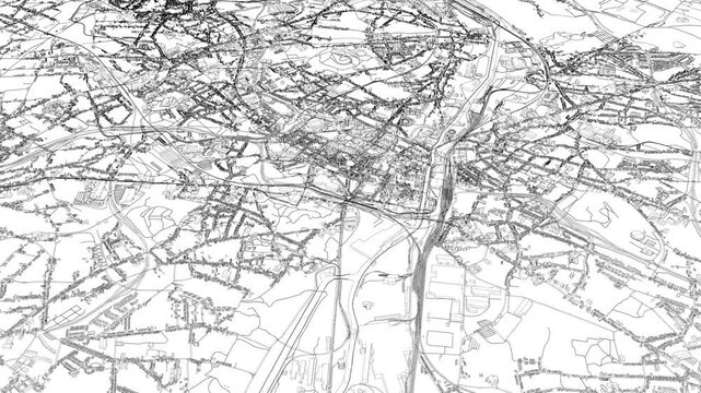 3D looped animation of city - Charleroi Belgium