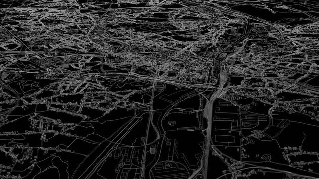 3D looped animation of city - Charleroi Belgium