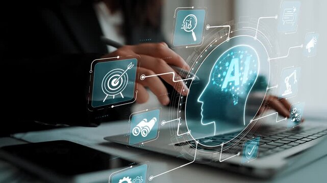 AI Technology Concept with Digital Brain and User Interface Elements for Innovative Solutions and Future Applications in Business and Science Sigmoid