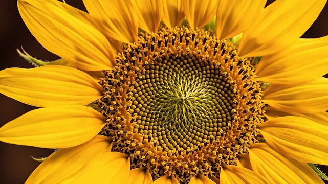 Yellow sunflower blooming in close up, timelapse