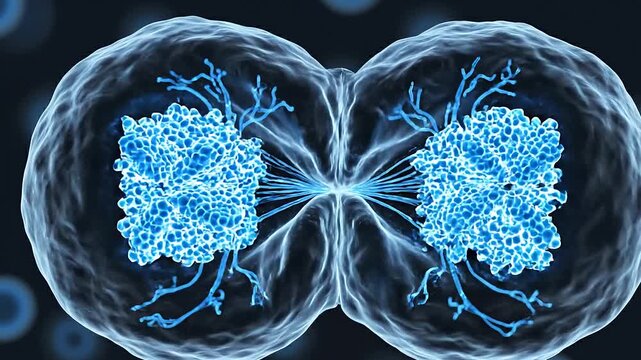 Cell dividing during mitosis process, macro shot