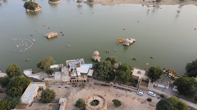 Aerial View of Gadsisar Lake in Jaisalmer City Rajasthan India