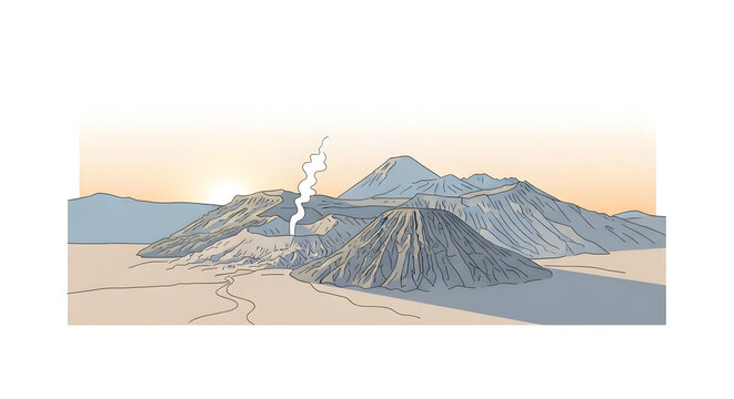 Minimalist vector illustration of Mount Bromo