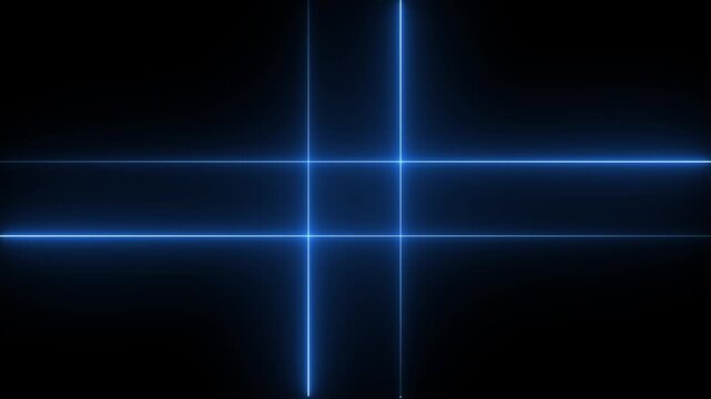 Abstract blue glowing cross light black background with digital waves and  4k motion design animation video.