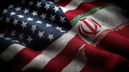 Obraz premium USA United States of America and Iran relations competition war crisis politic government,flag waving,nternational tension relation crude oil,symbolic display about relations,conflicts concept.