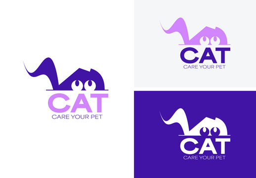 Creative Cat Pet Care Logo Template Animal Veterinary Brand Identity Design