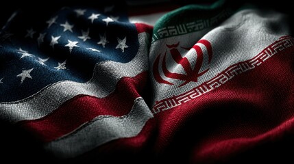 Obraz premium USA United States of America and Iran relations competition war crisis politic government,flag waving,nternational tension relation crude oil,symbolic display about relations,conflicts concept.