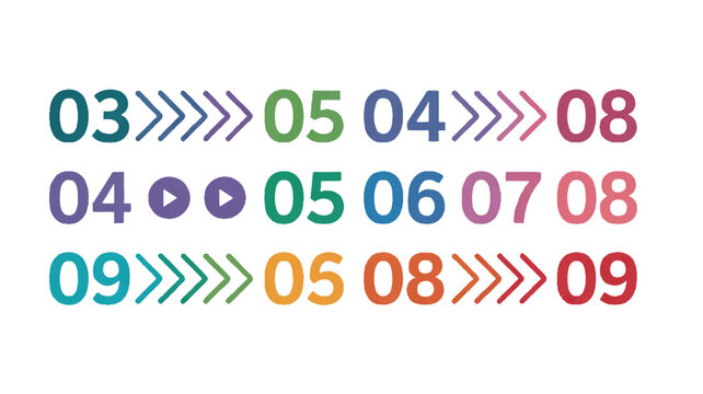 Numbered sequence with directional arrows and play button icons, symbolizing progression and choice