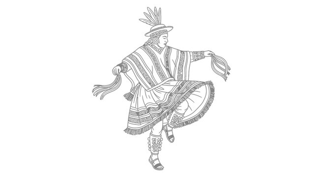 Peruvian Dancer Silhouette - Traditional Andean Costume, Festive Movement