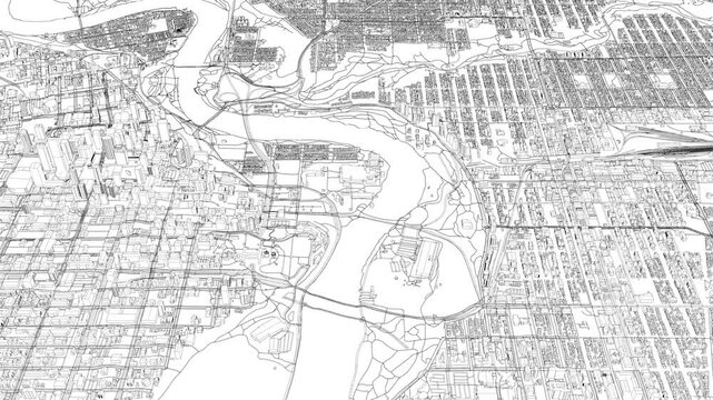 3D looped animation of city - Edmonton Canada