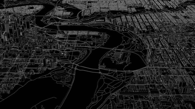 3D looped animation of city - Edmonton Canada