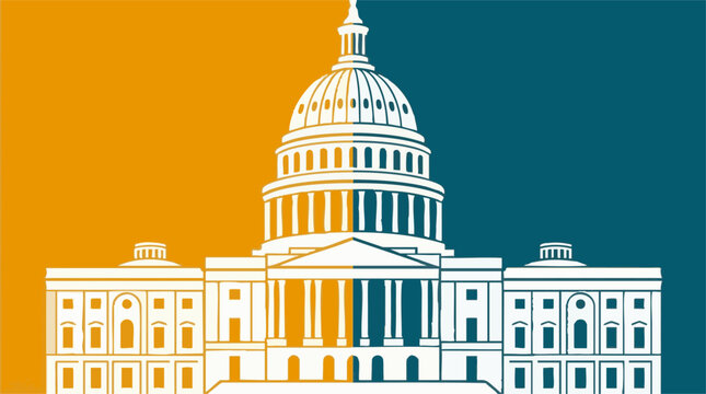 U.S. Capitol Building split illustration with dual-tone background