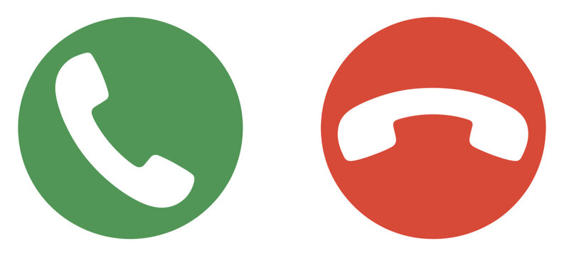 Call Accept Decline Phone Icon Set, incoming call answer reject buttons