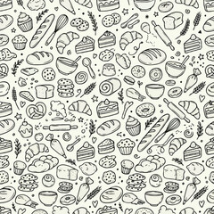 Fototapeta premium hand drawn food seamless pattern