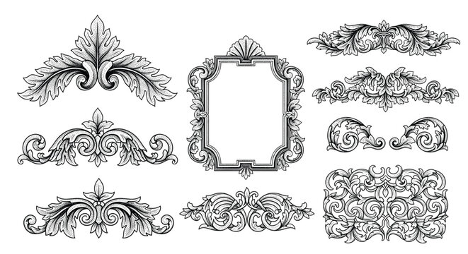 Ornate decorative flourishes and frame elements