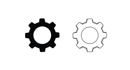 Fototapeta premium Two contrasting gear icons are presented one solid black and the other a white outline high quality professional