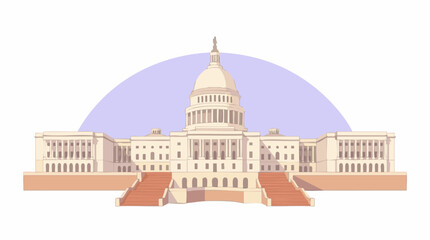 United States Capitol Building vector illustration with dome and steps © Artification