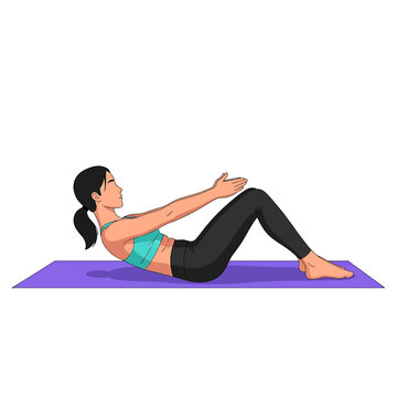 Woman doing crunches on exercise mat.