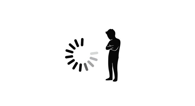 man waiting loading symbol digital concept