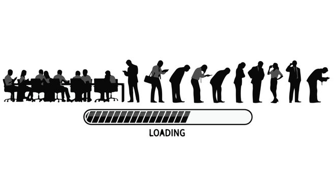 people waiting in line loading progress bar
