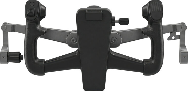 Aircraft cockpit control wheel yoke isolated on transparent background