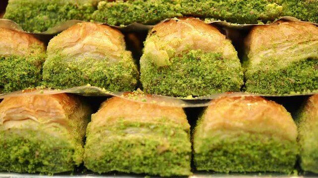 stack of turkish baklava displaying 