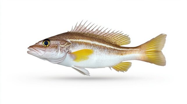 Isolated Perch Fish With Yellow Spot on White