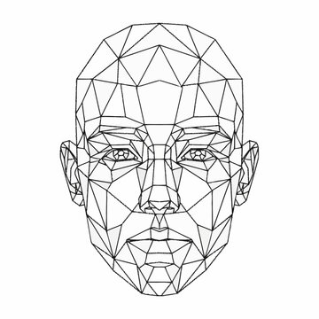 Geometric Human Face Outline Wireframe.