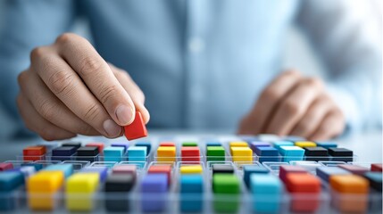 Fototapeta premium Sorting Colorful Rubber Erasers for an Organized Workspace Display