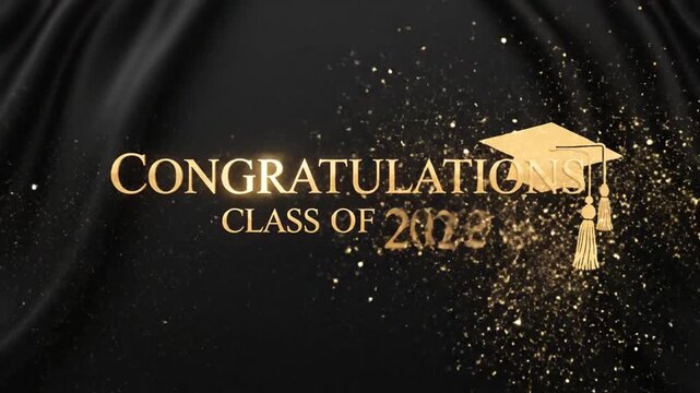 Celebratory Graduation Announcement Video Highlighting the Successful Class of 2026 in Elegant Gold and Black Design
