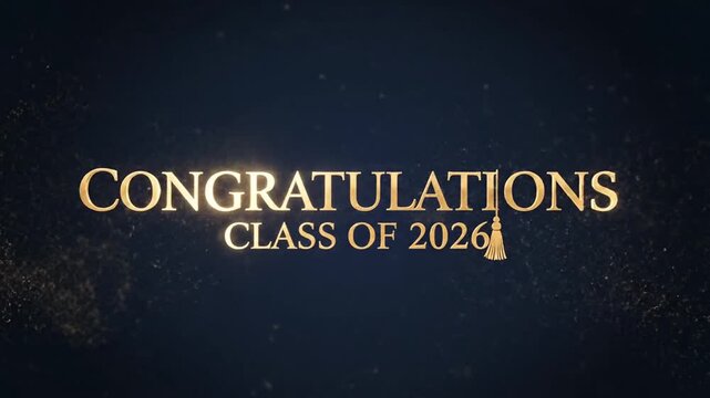 Celebratory digital animation highlighting various graduating classes of 2026 with sparkling effects and dynamic text transitions
