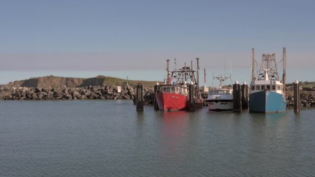 Fishing boats mooring in Coffs Harbour NSW Australia.Australia exported fisheries and aquaculture products valued at approximately US$912.14 million, with a 4% increase in value compared to 2020, focu